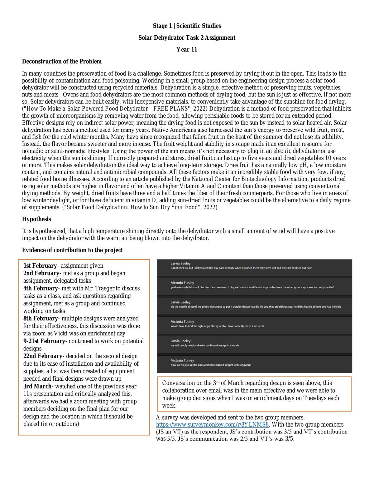 Scientific Studies, Solar Dehydrator - Page 1