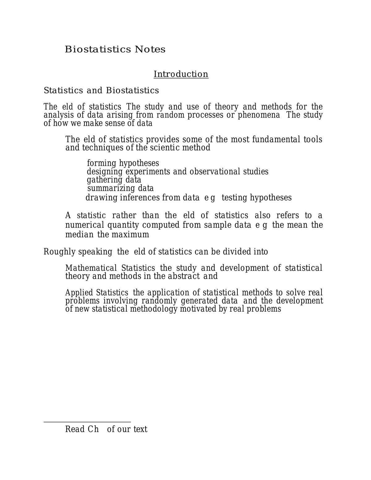 Biostatistics notes - Page 1