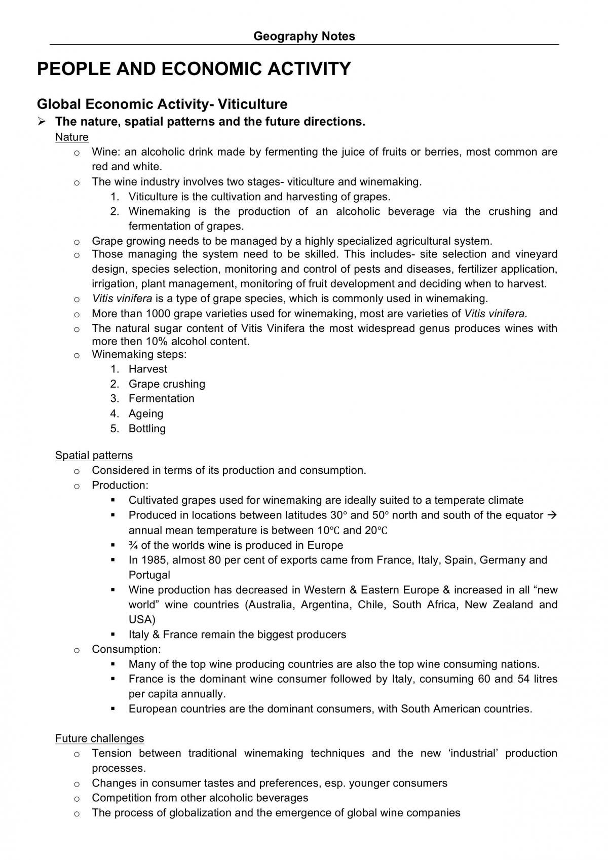 People and Economic Activity Notes - Page 1
