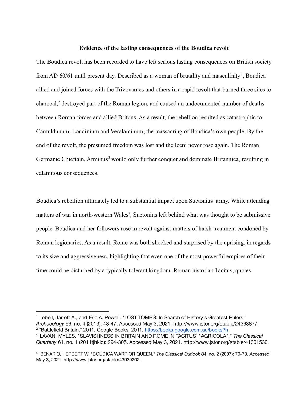 Consequences of the Boudica Revolt - Page 1