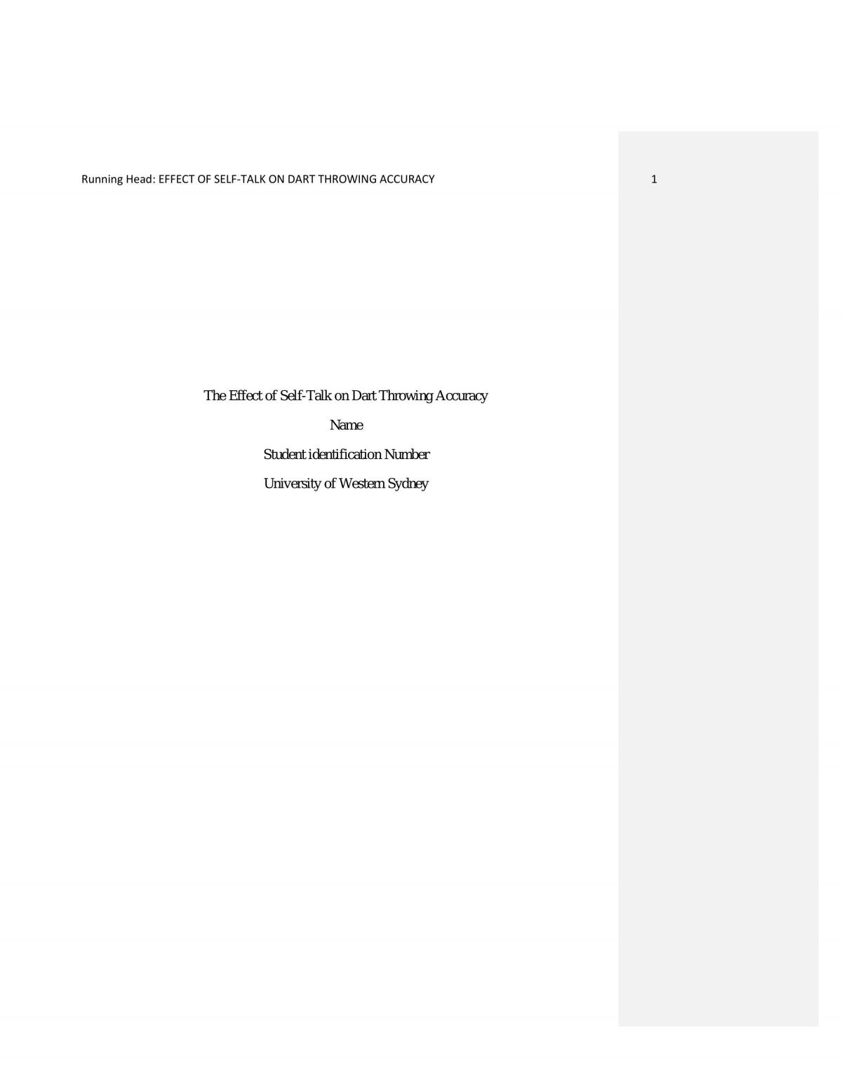 The effect of Self-Talk on Dart Throwing Accuracy - Page 1