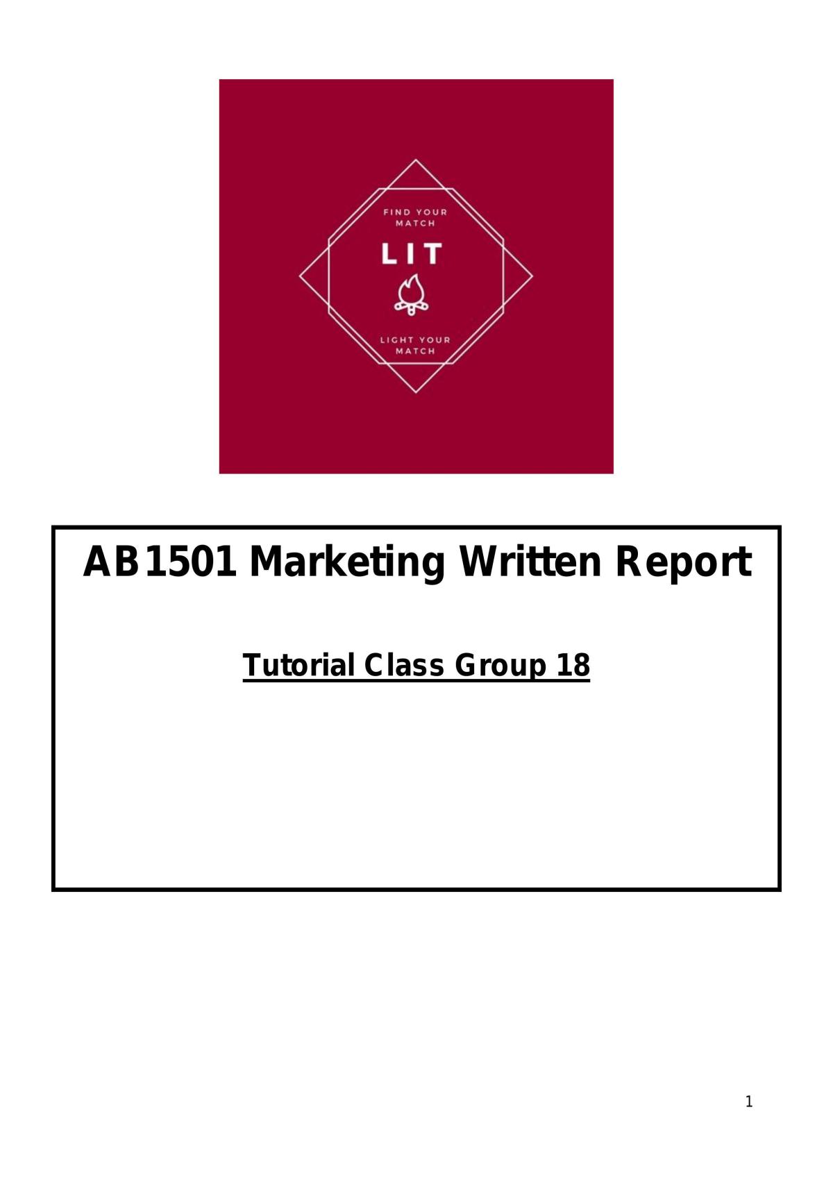 AB1501 marketing written report - Page 1