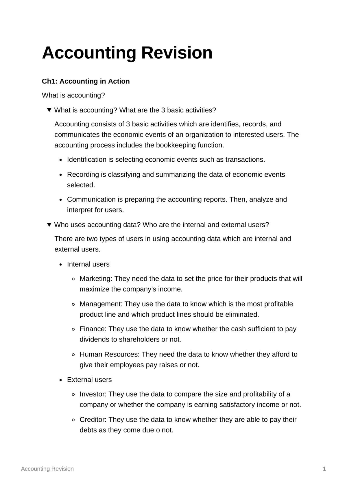 Principles of Accounting Notes - Page 1