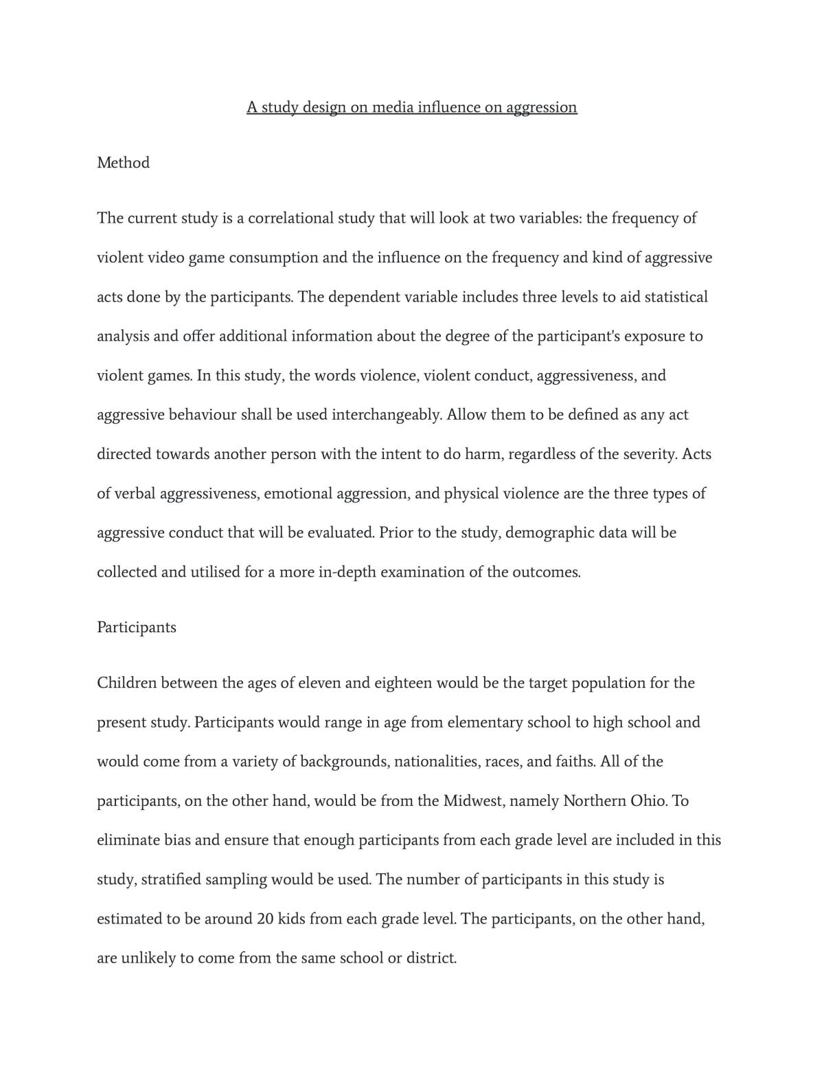 A study design on media inflences on aggression - Page 1
