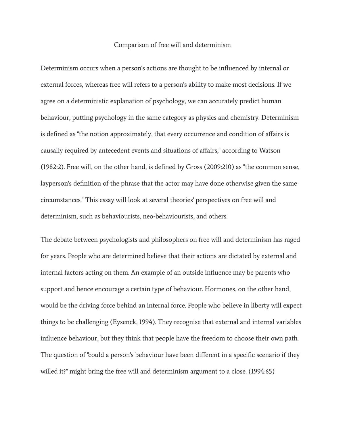 Comparison of free will and determinism - Page 1