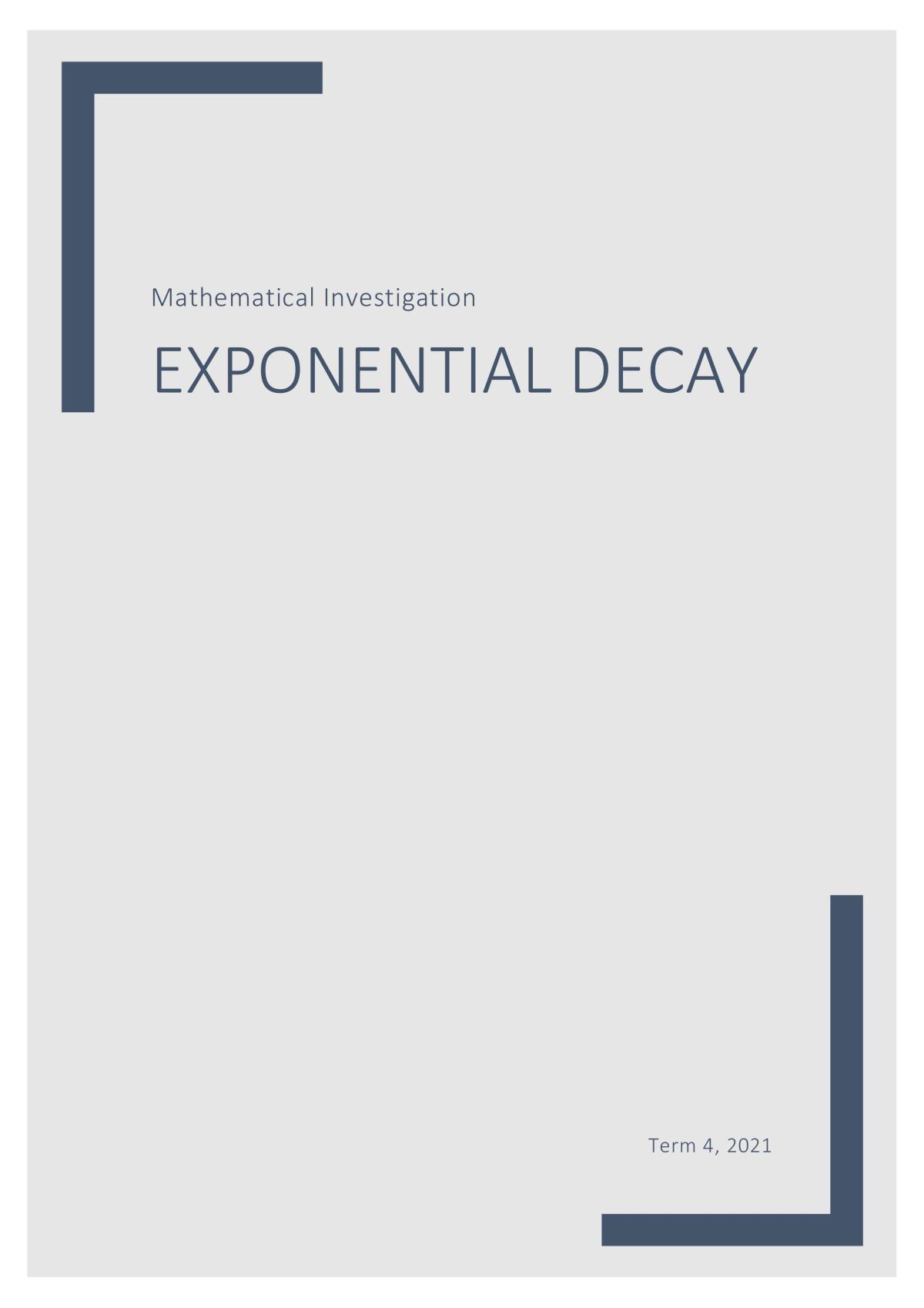 Exponential Decay Mathematical Investigation - Page 1