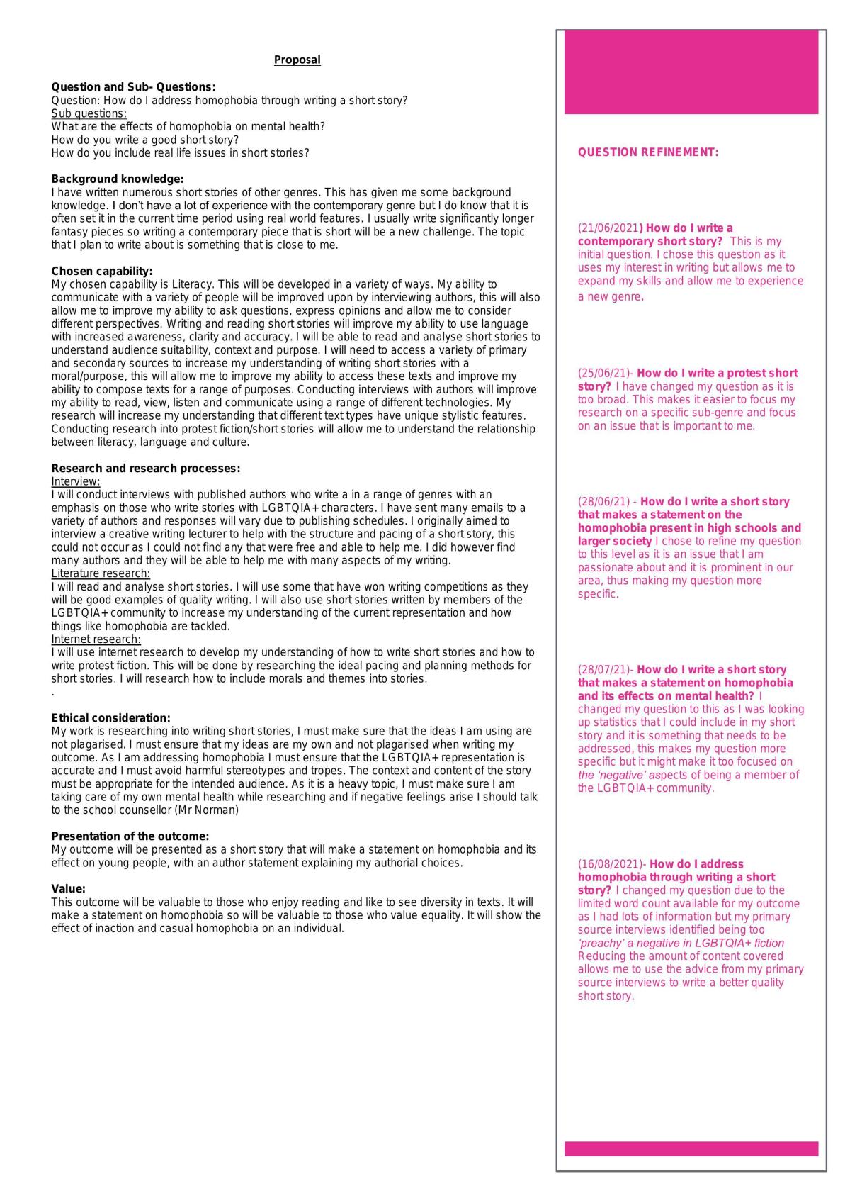 Research Project Folio- Homophobia - Page 1