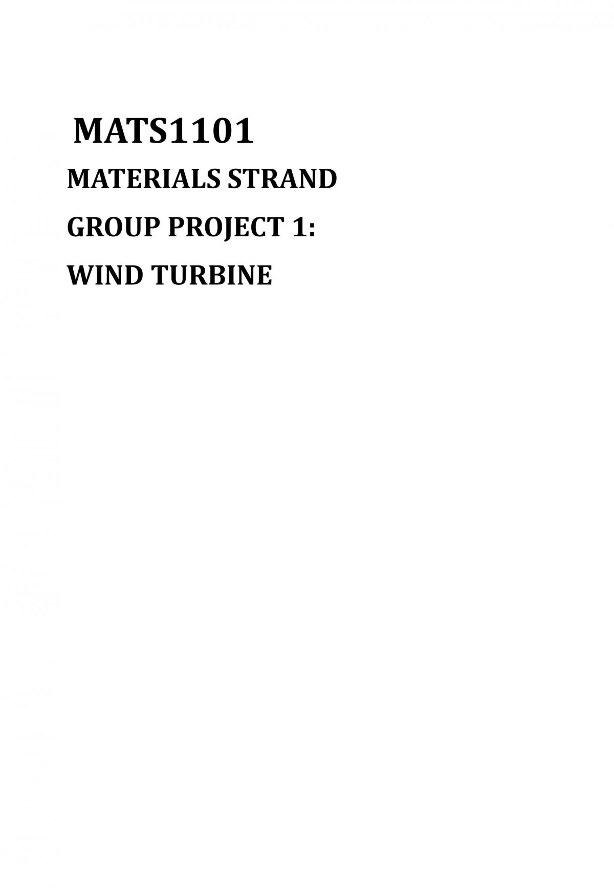 This is the Full Report of Group Project 1, The Topic is Wind Turbine and got 85/100 of the Marks - Page 1
