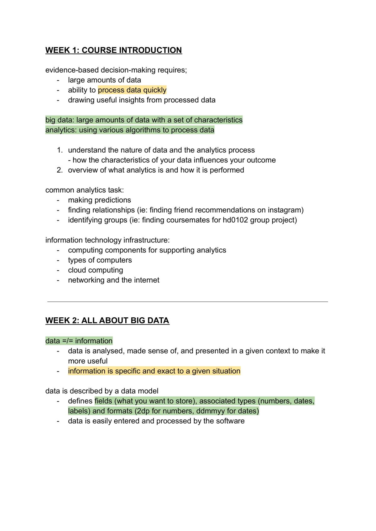HD0102 - Making Sense of Big Data Notes - Page 1