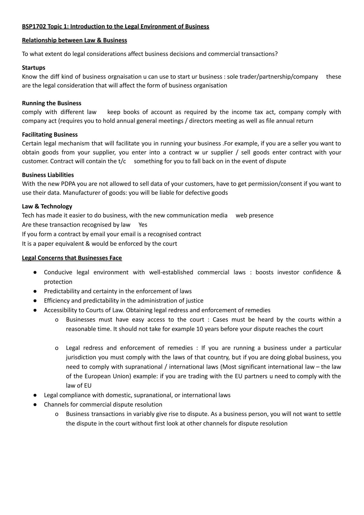 BSP1702 Complete Notes - Page 1