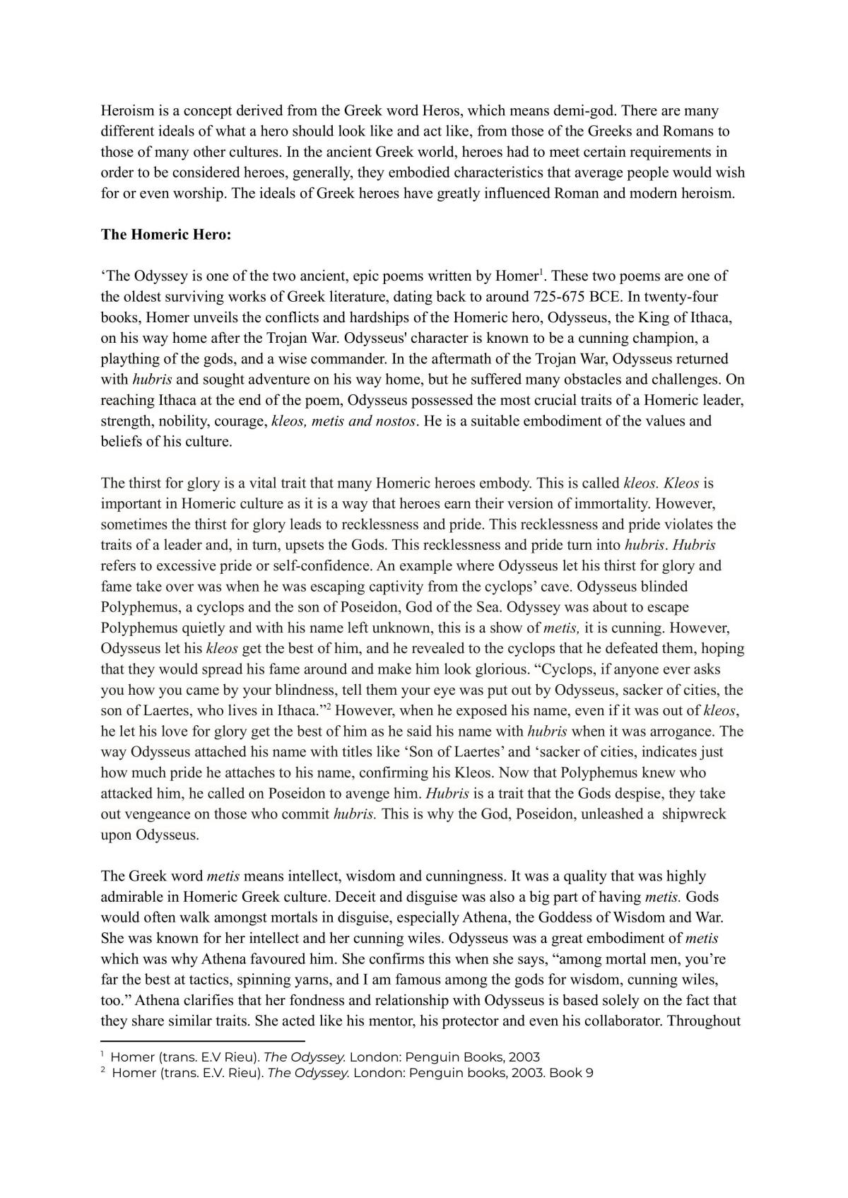 Classical Studies 3.5 Ancient hero vs modern hero - Page 1