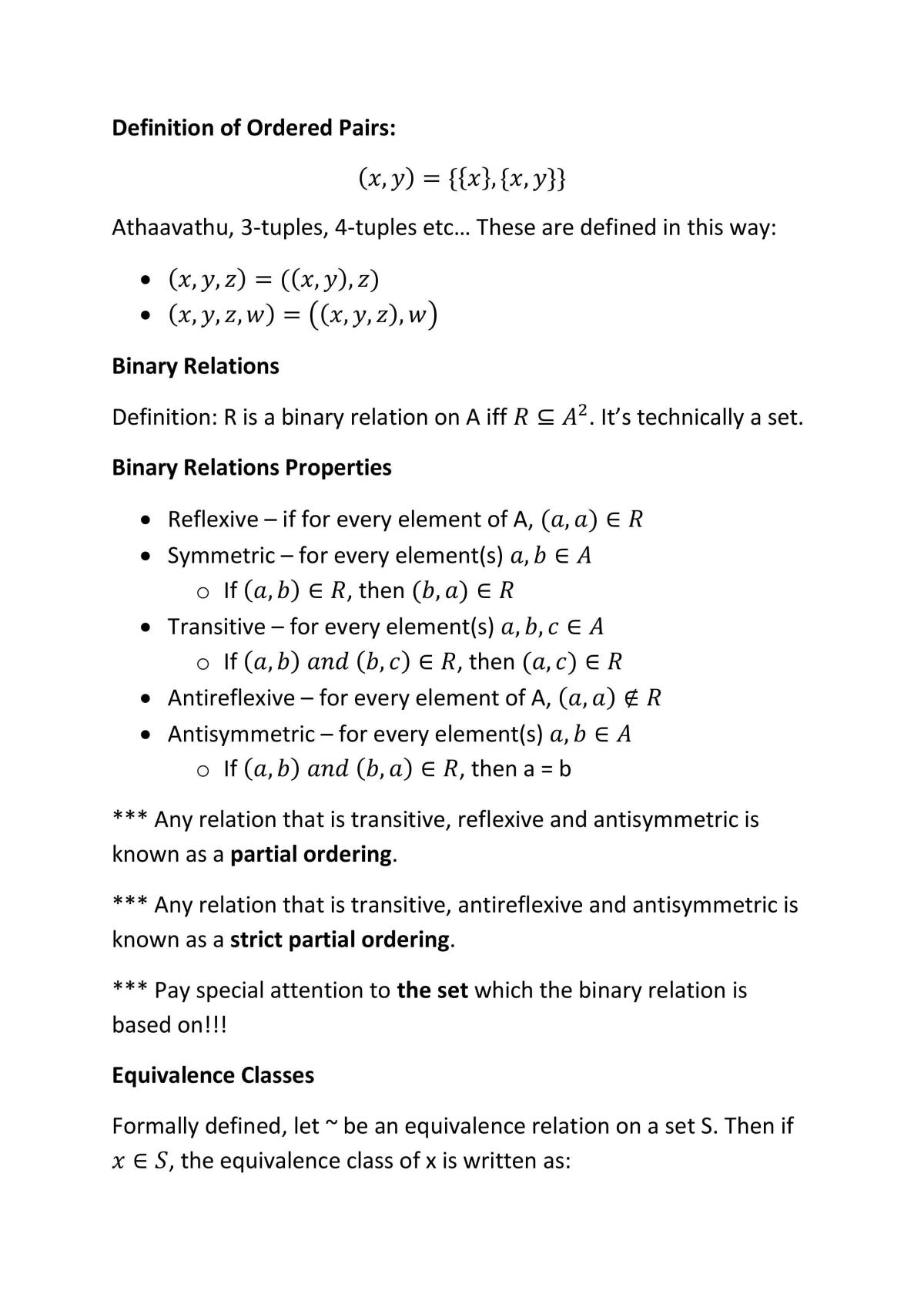 Concise Study Notes | MA3205 - Set Theory - NUS | Thinkswap