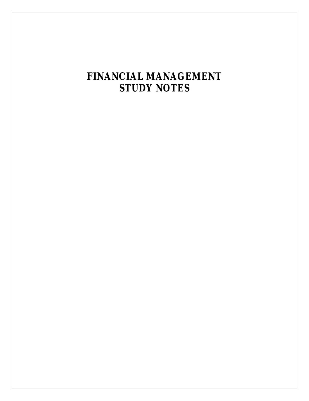Financial Management Notes - Page 1