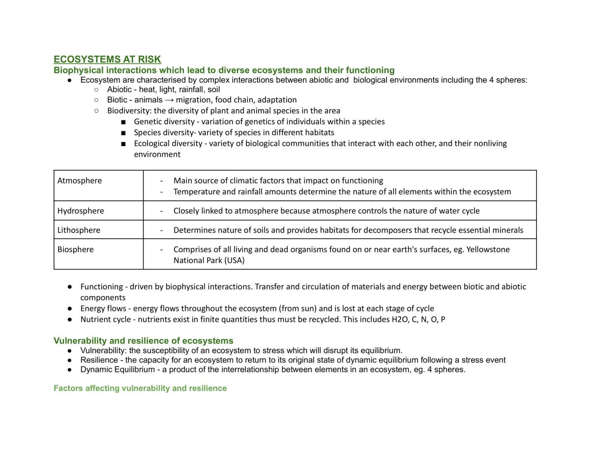 Ecosystems at risk summaries  - Page 1