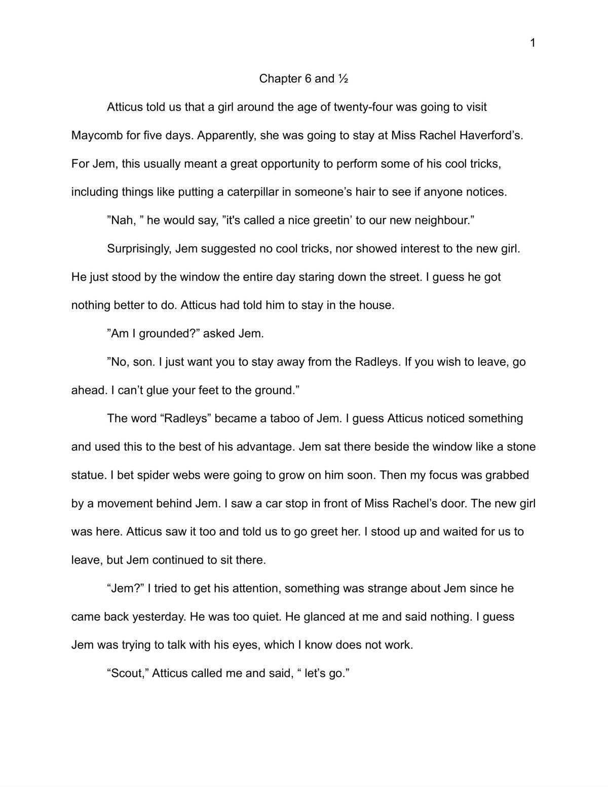 Creative Task - To Kill a Mocking Bird - Page 1