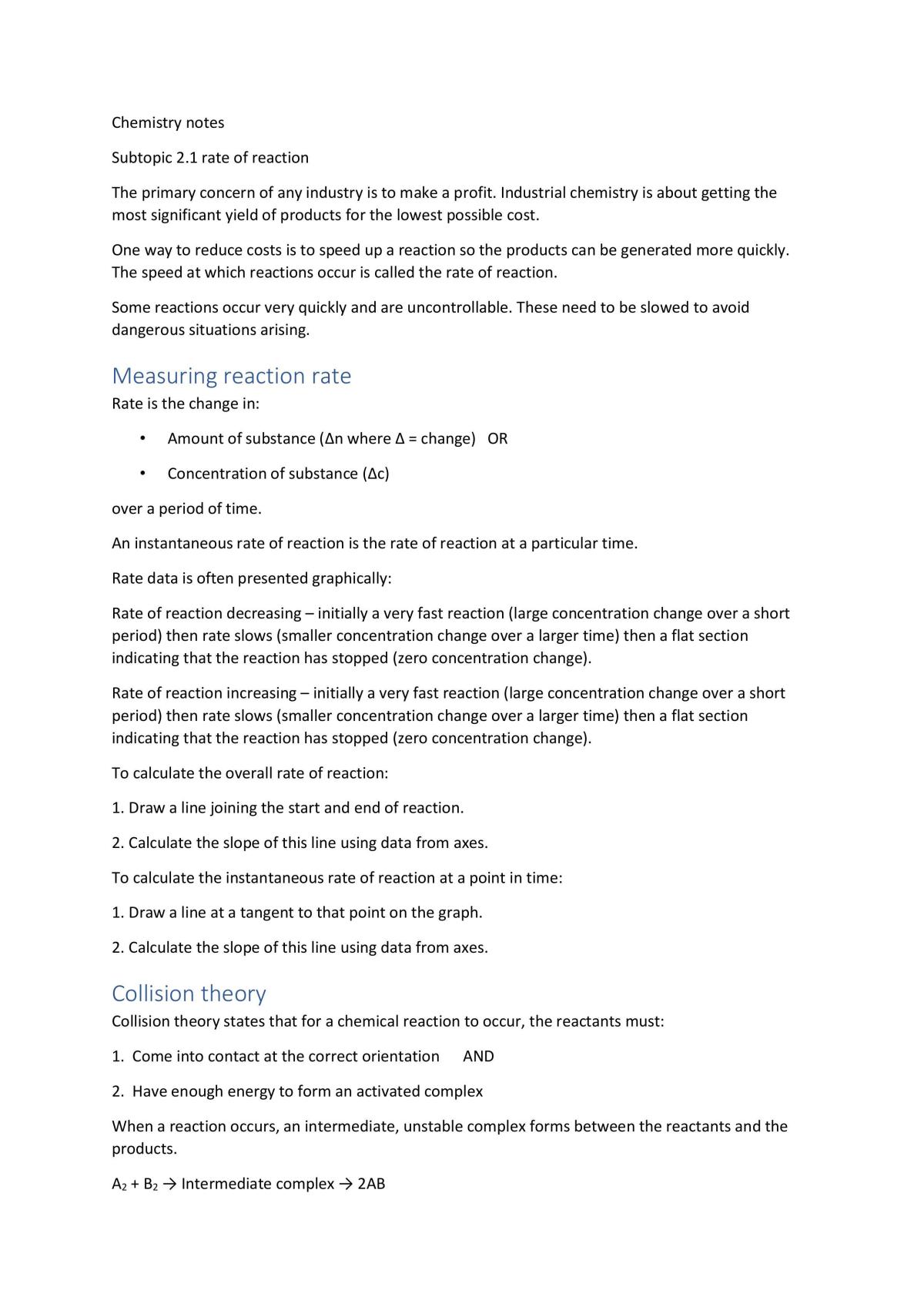 Subtopic 2.1 rate of reaction - Page 1