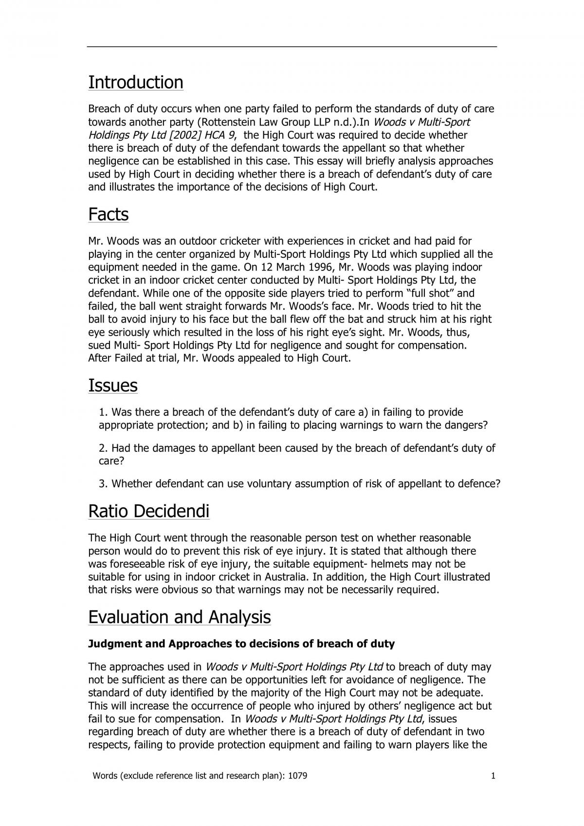 CLAW 1001 Case Analysis Assignment - Page 1