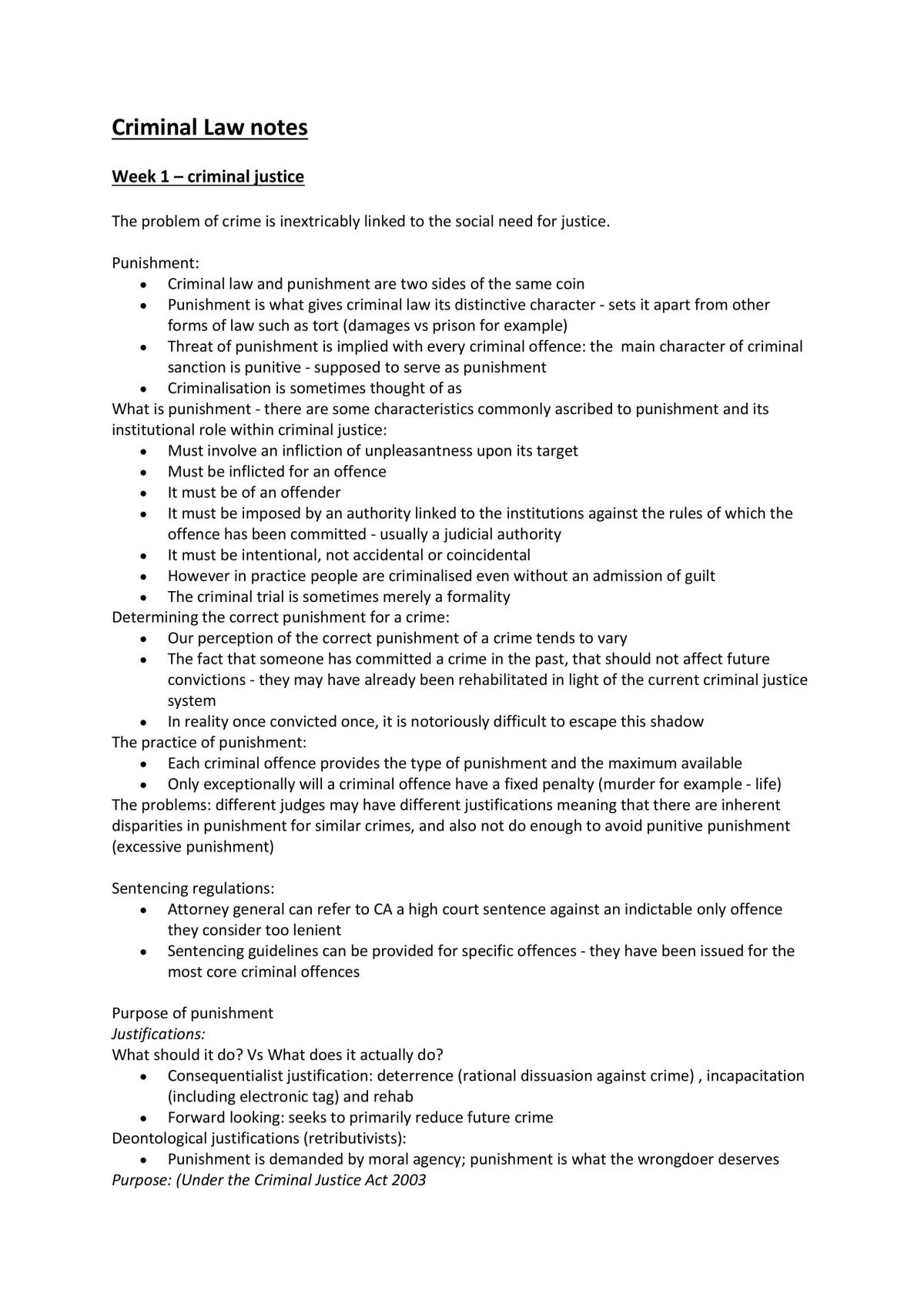 Criminal Law complete study notes  - Page 1