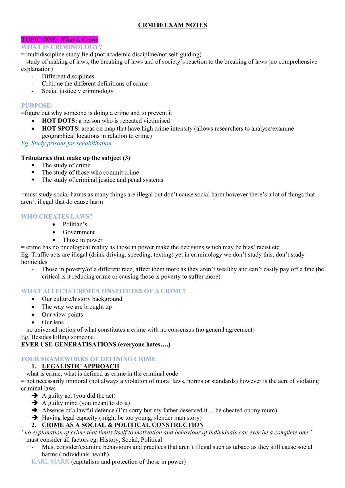 CRM100 Exam Notes - Page 1