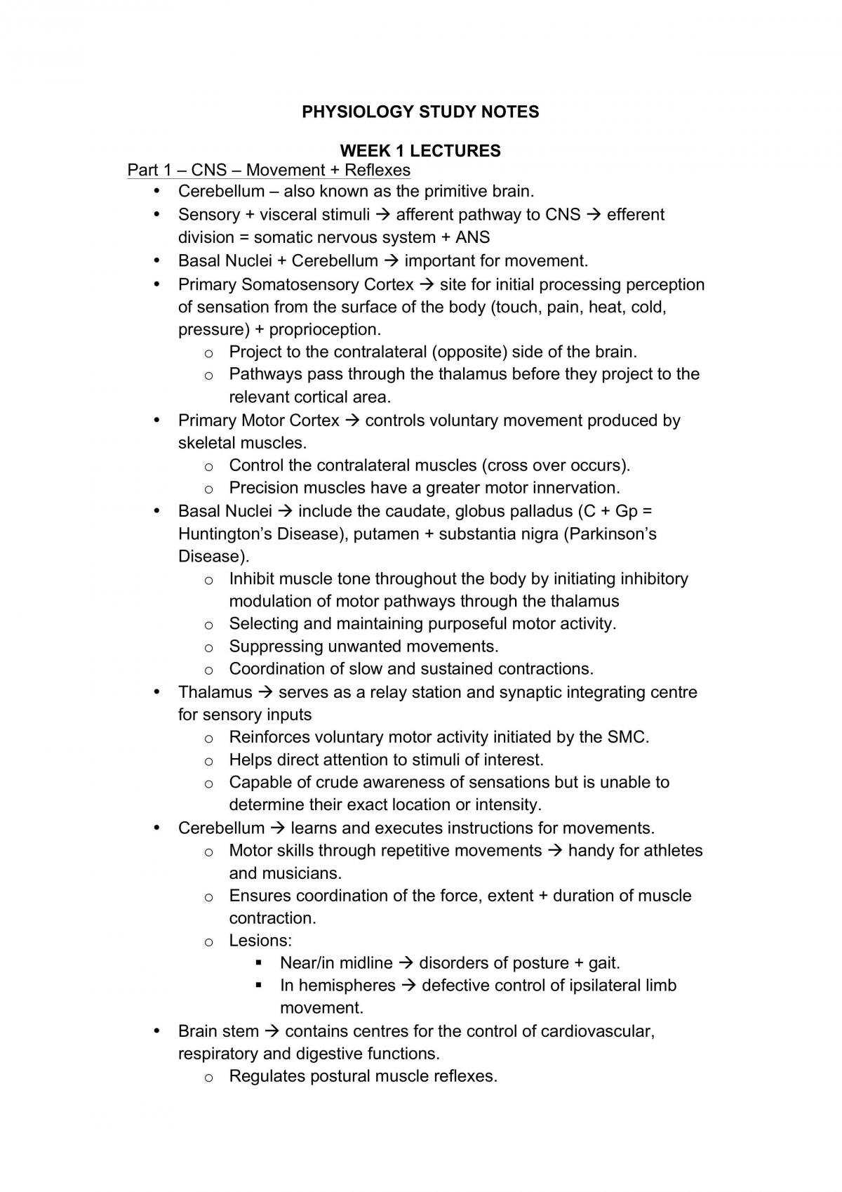 Human Physiology B Notes - Page 1