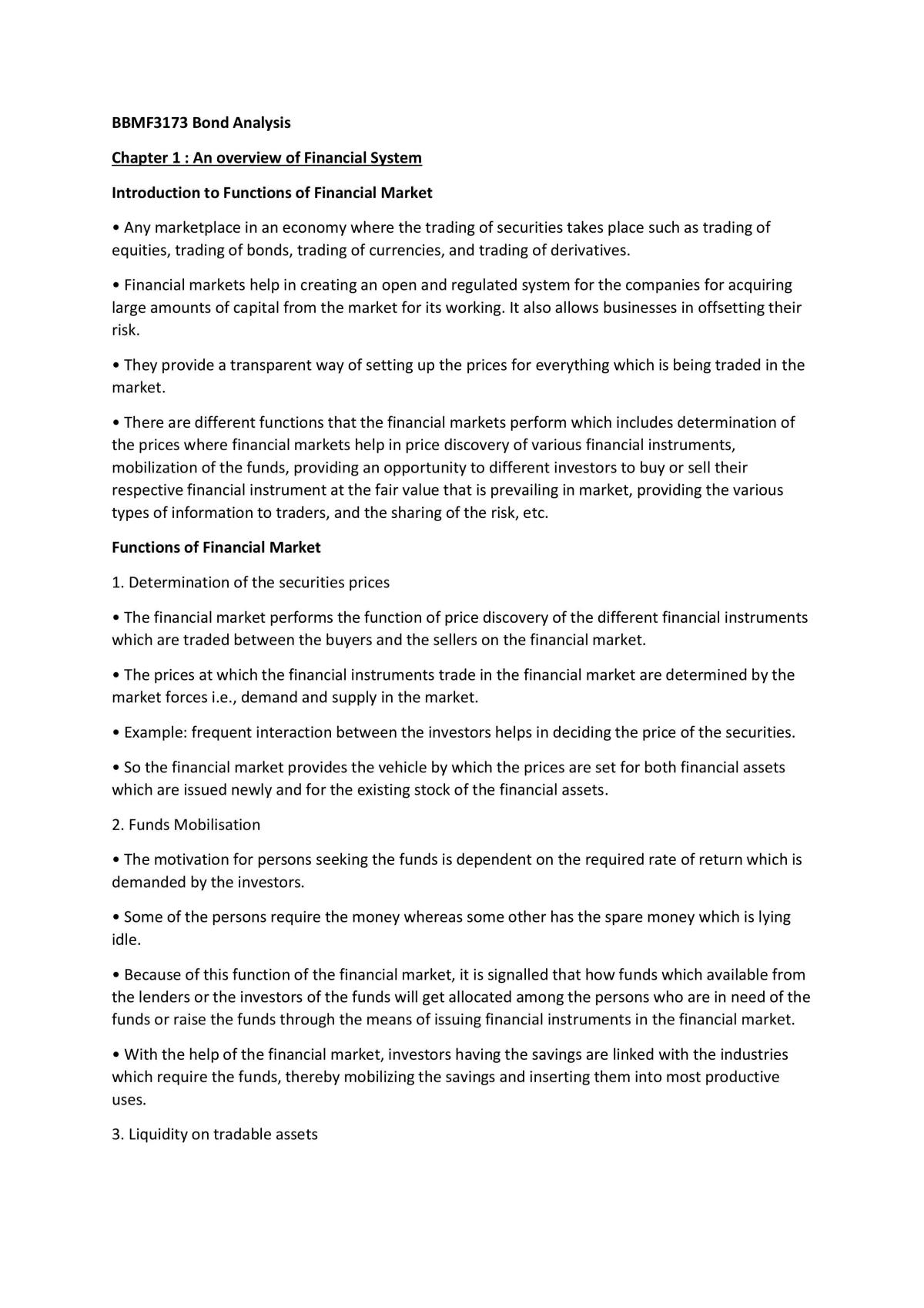 Study Notes of Bond Analysis - Page 1