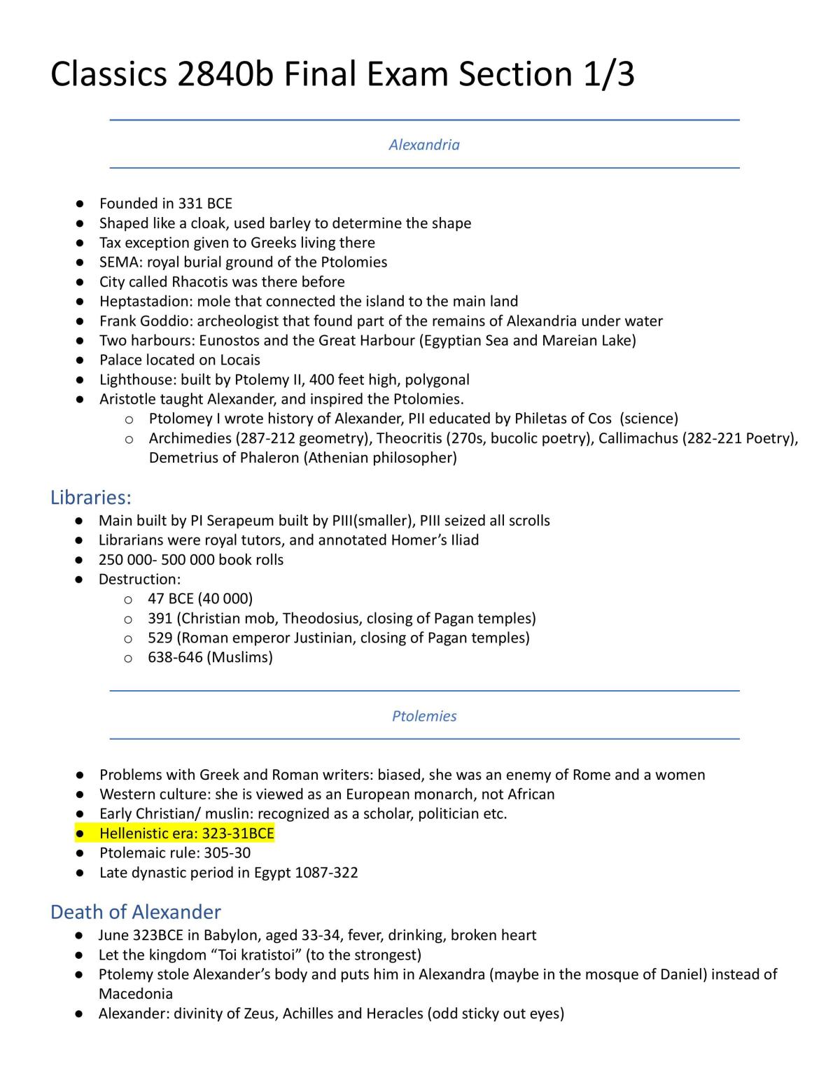 Classics 2840 Course Notes - Page 1