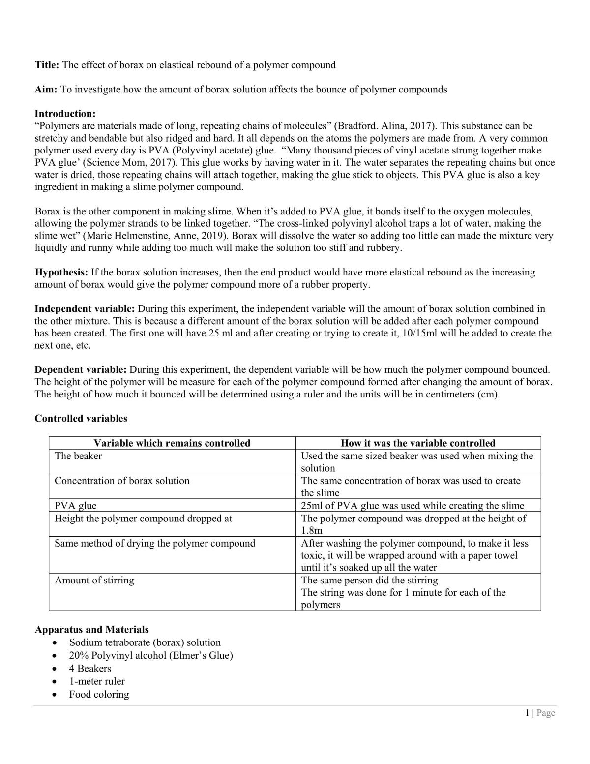 Borax prac report - Page 1