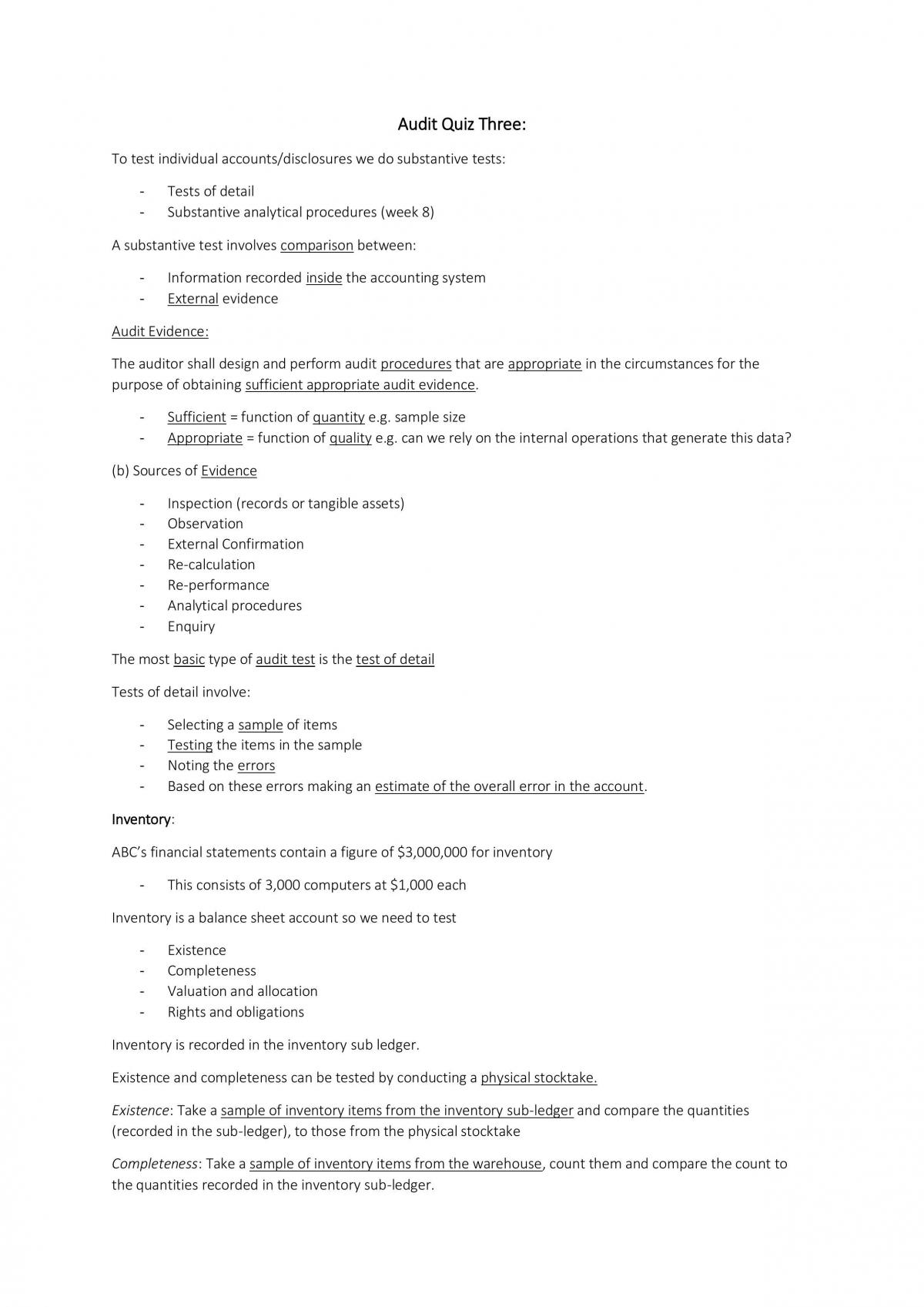Quiz Three Study Notes - Page 1