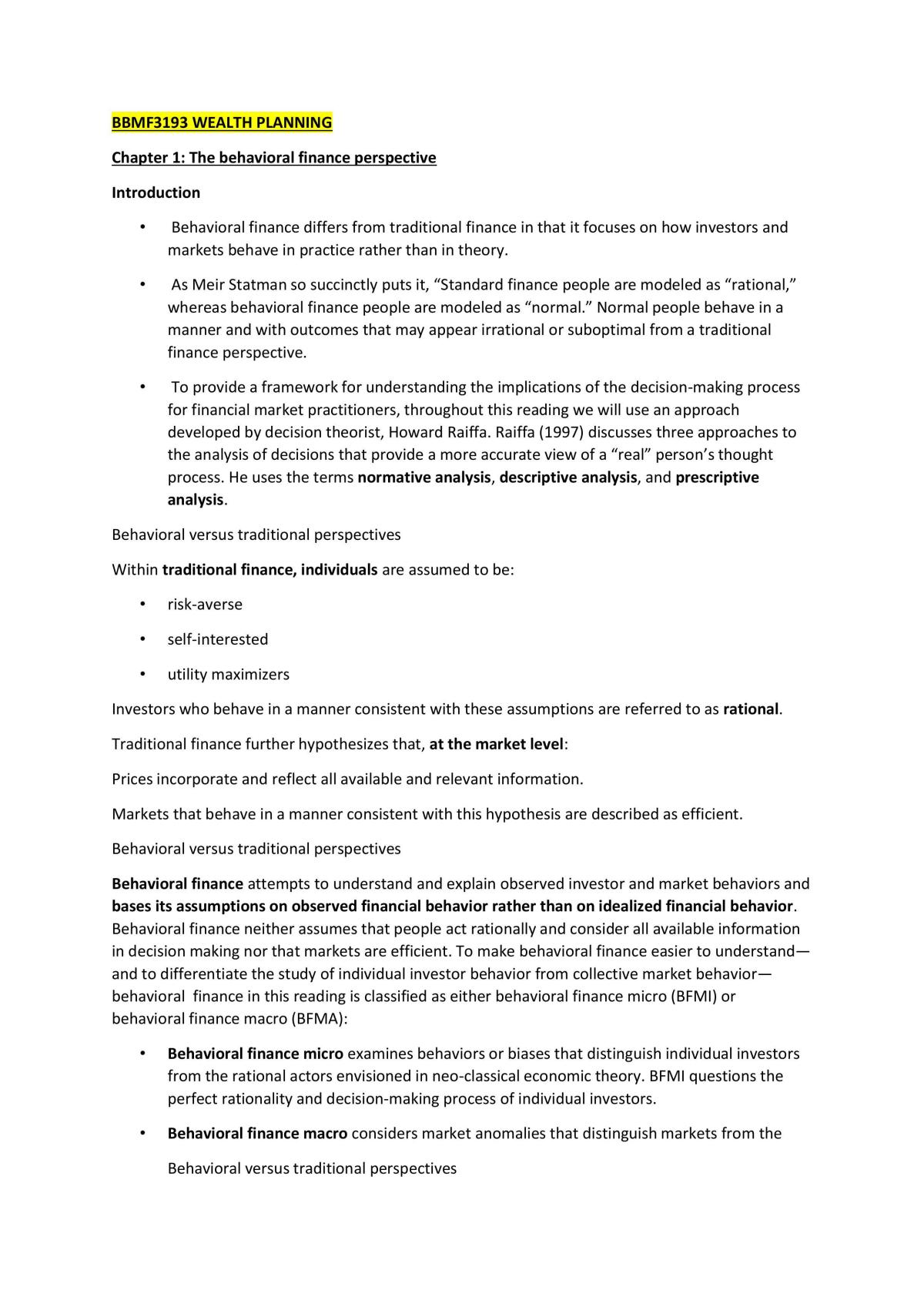 Study Notes for Wealth Planning - Page 1