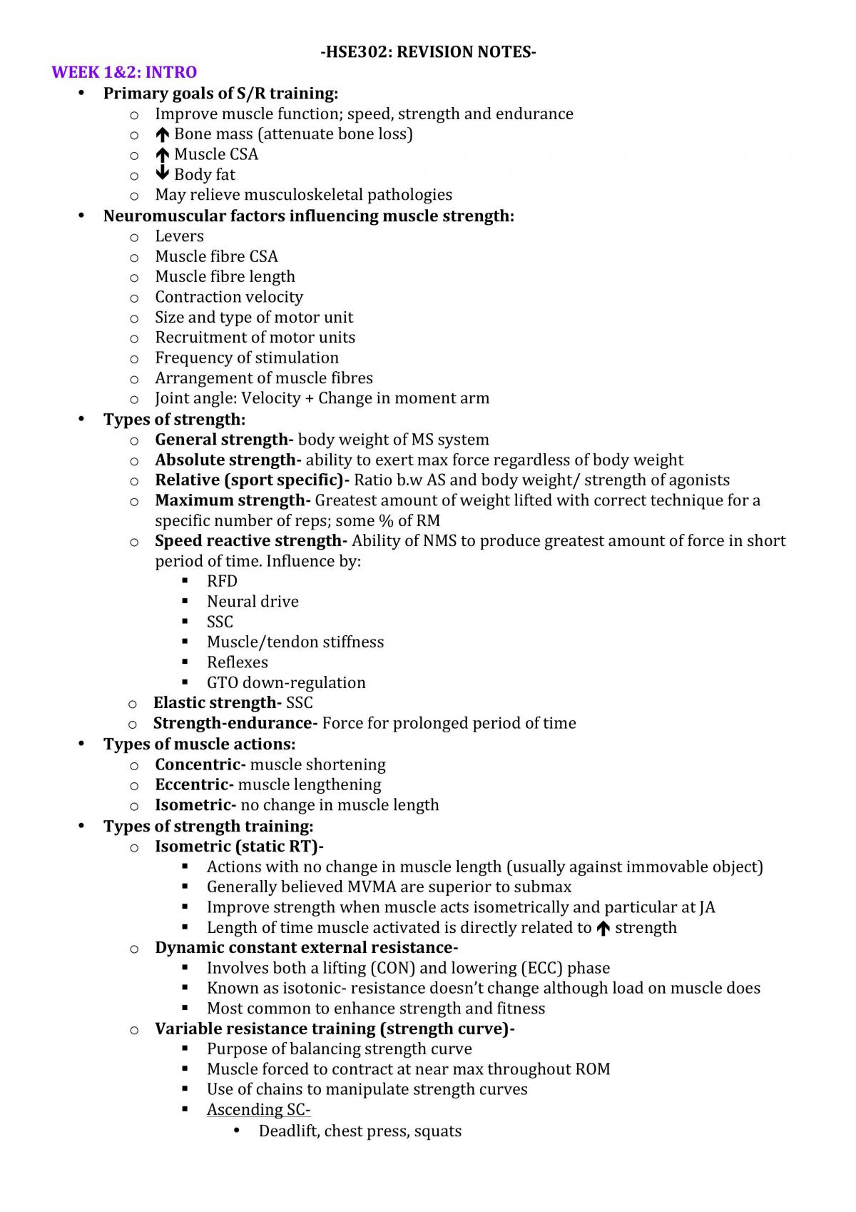 HSE302 Summary Notes - Page 1