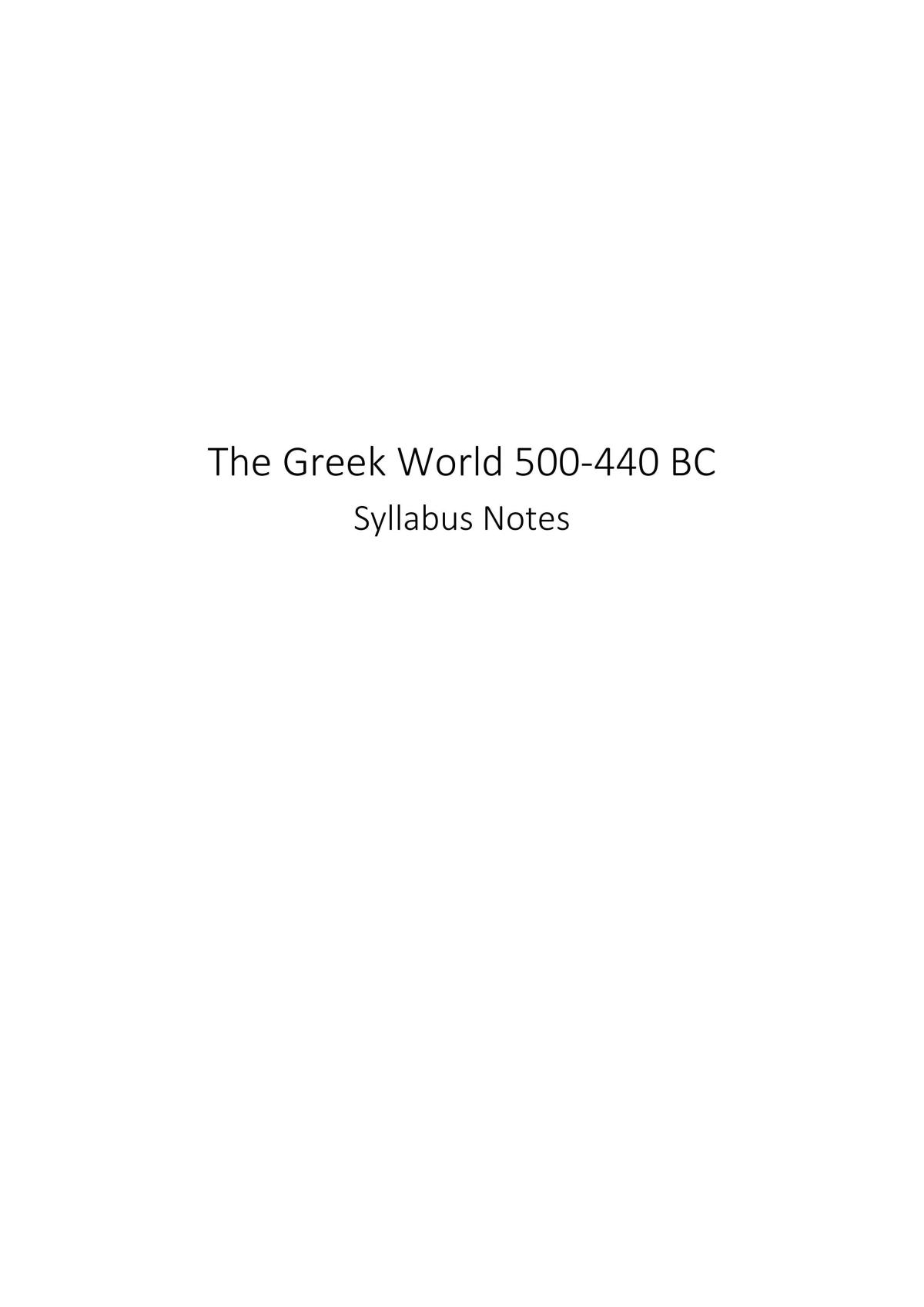The Greek World 500-440 BC: Syllabus Notes - Page 1