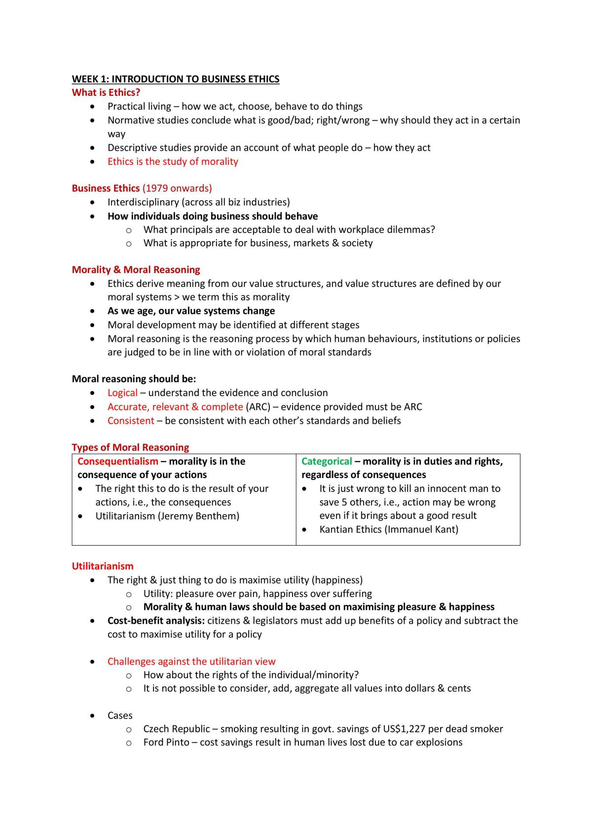 Ethics & Corporate Responsibility Notes - Page 1