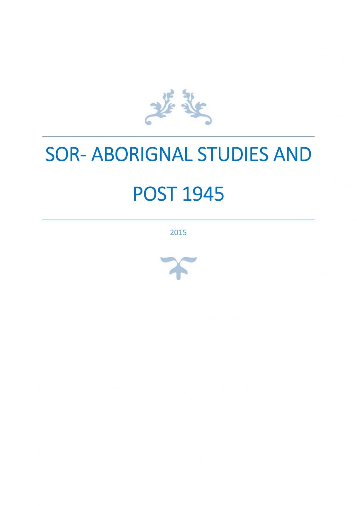 SOR2- Aboriginal and Post 1945 notes - Page 1