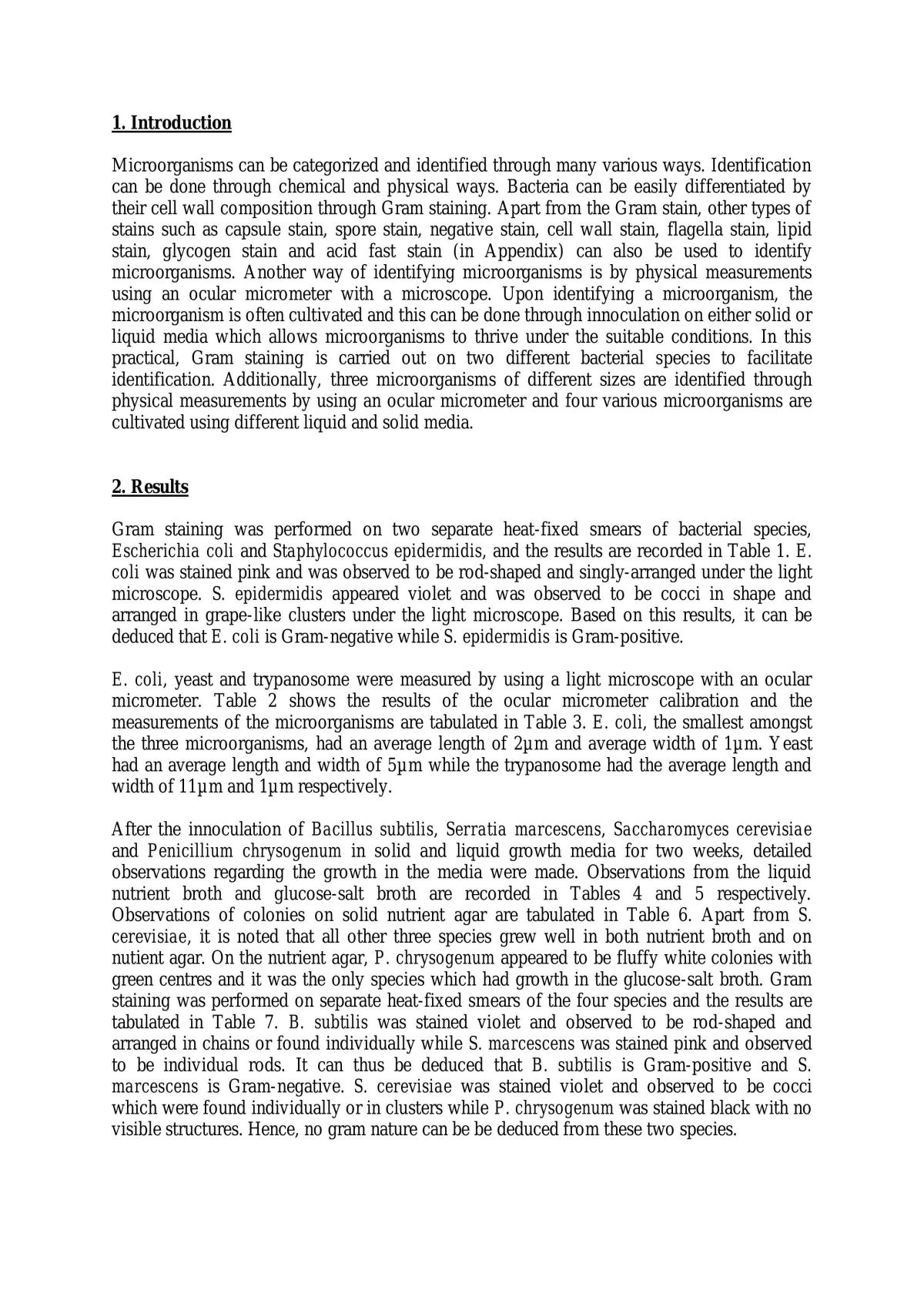 Identification of Micro-organisms: Gram Staining - Page 1