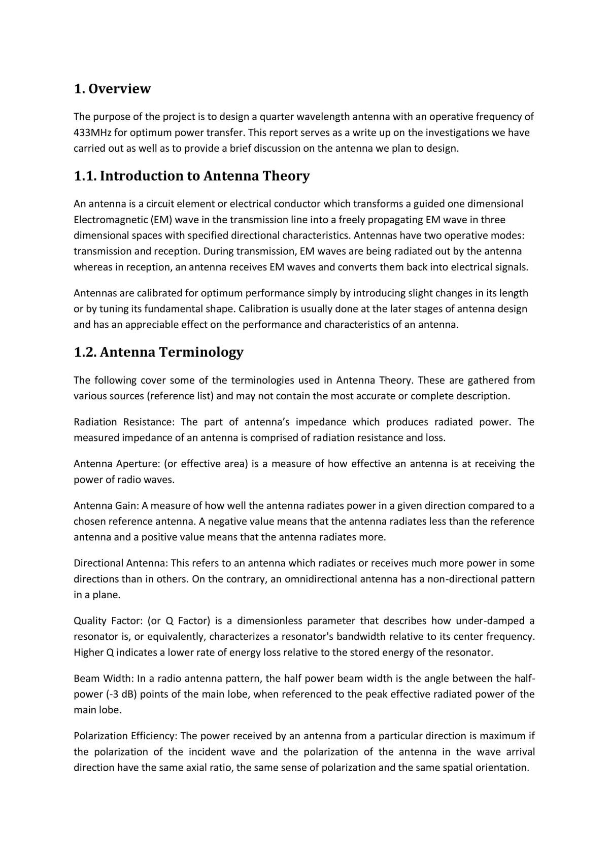 Report on Antenna Design - Page 1