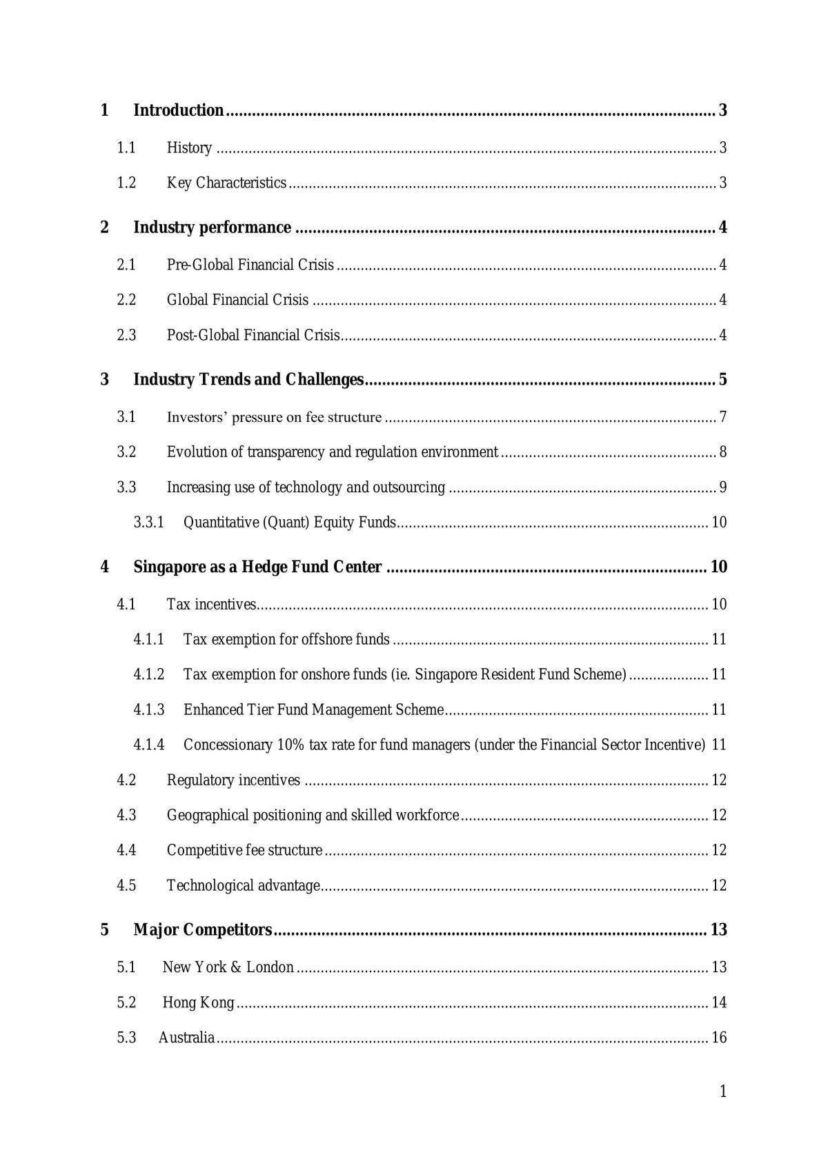 FIN3703 - Hedge Funds Report - Page 1