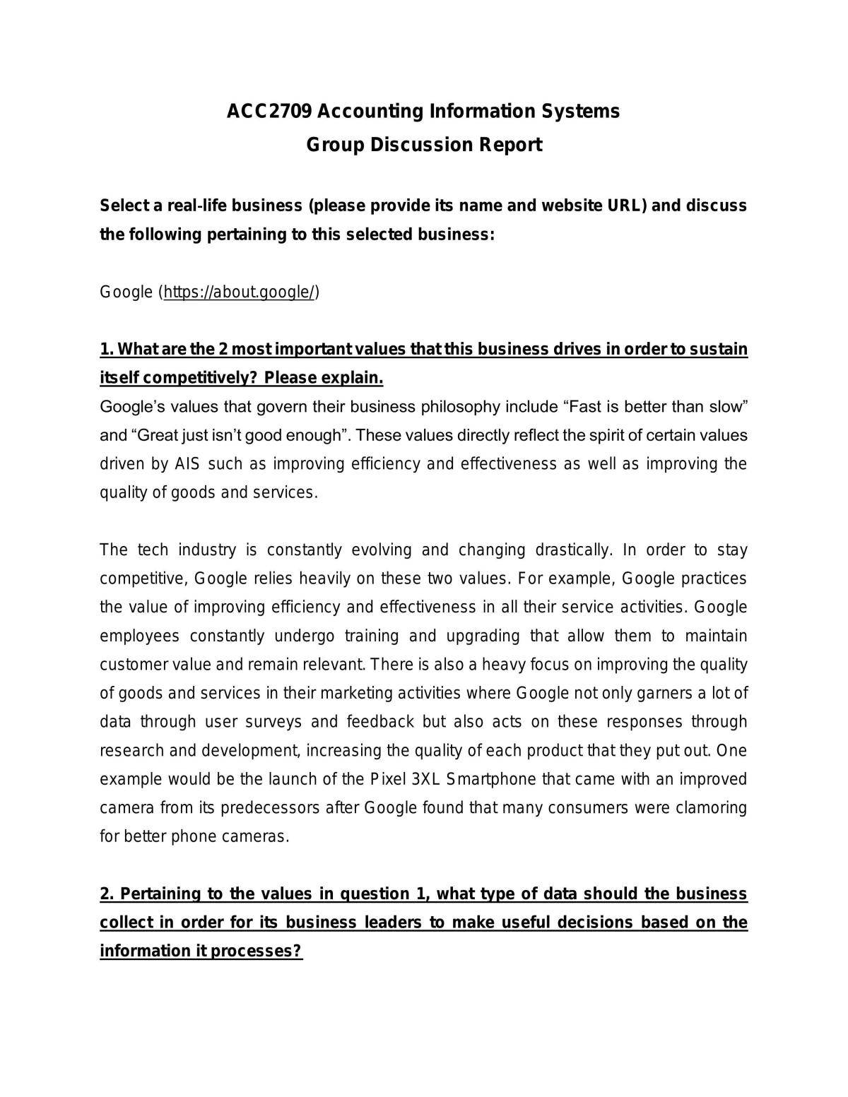 ACC2709 - Group Discussion Report - Page 1