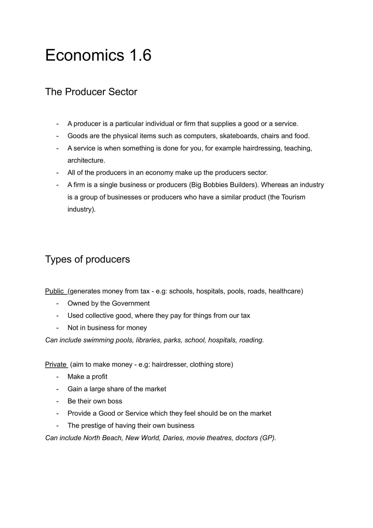 Economics 1.6 Full Notes - Page 1