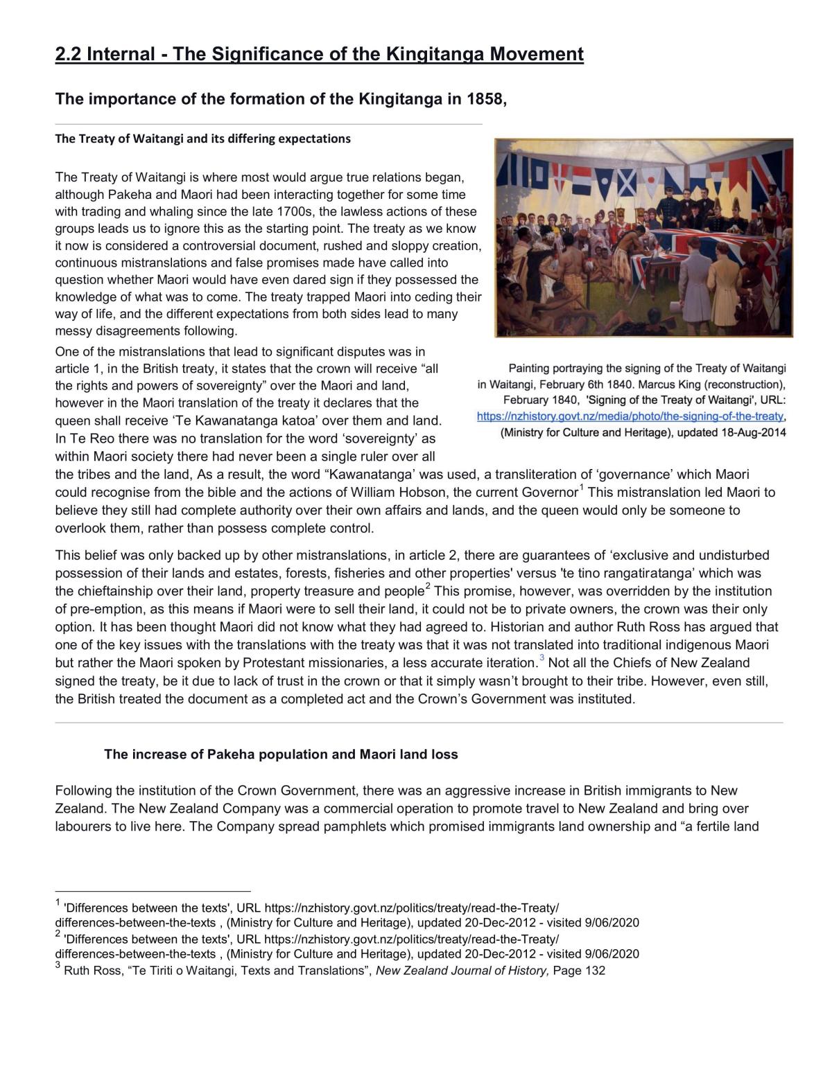 2.2 Level 2 History - Significance of the Kingitanga Movement  - Page 1