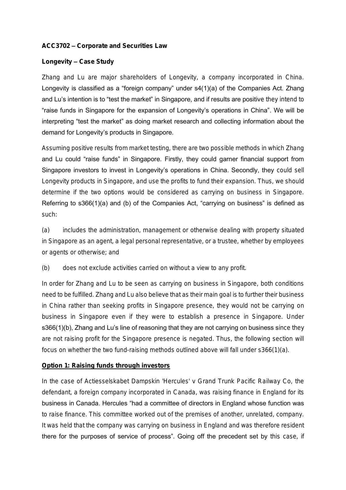 ACC3702 - Longevity Case Study - Page 1