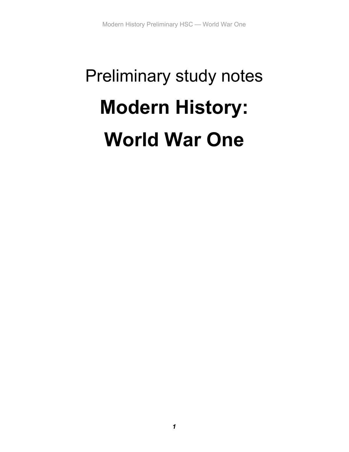 World War One notes - Page 1