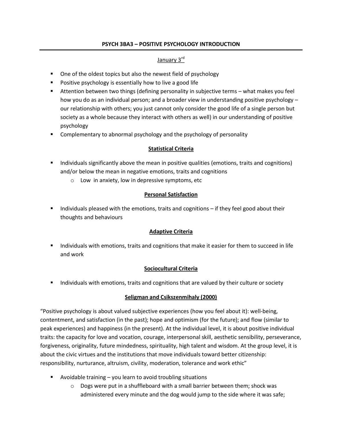 Complete Study Notes - PSYCH 3BA3 - Page 1
