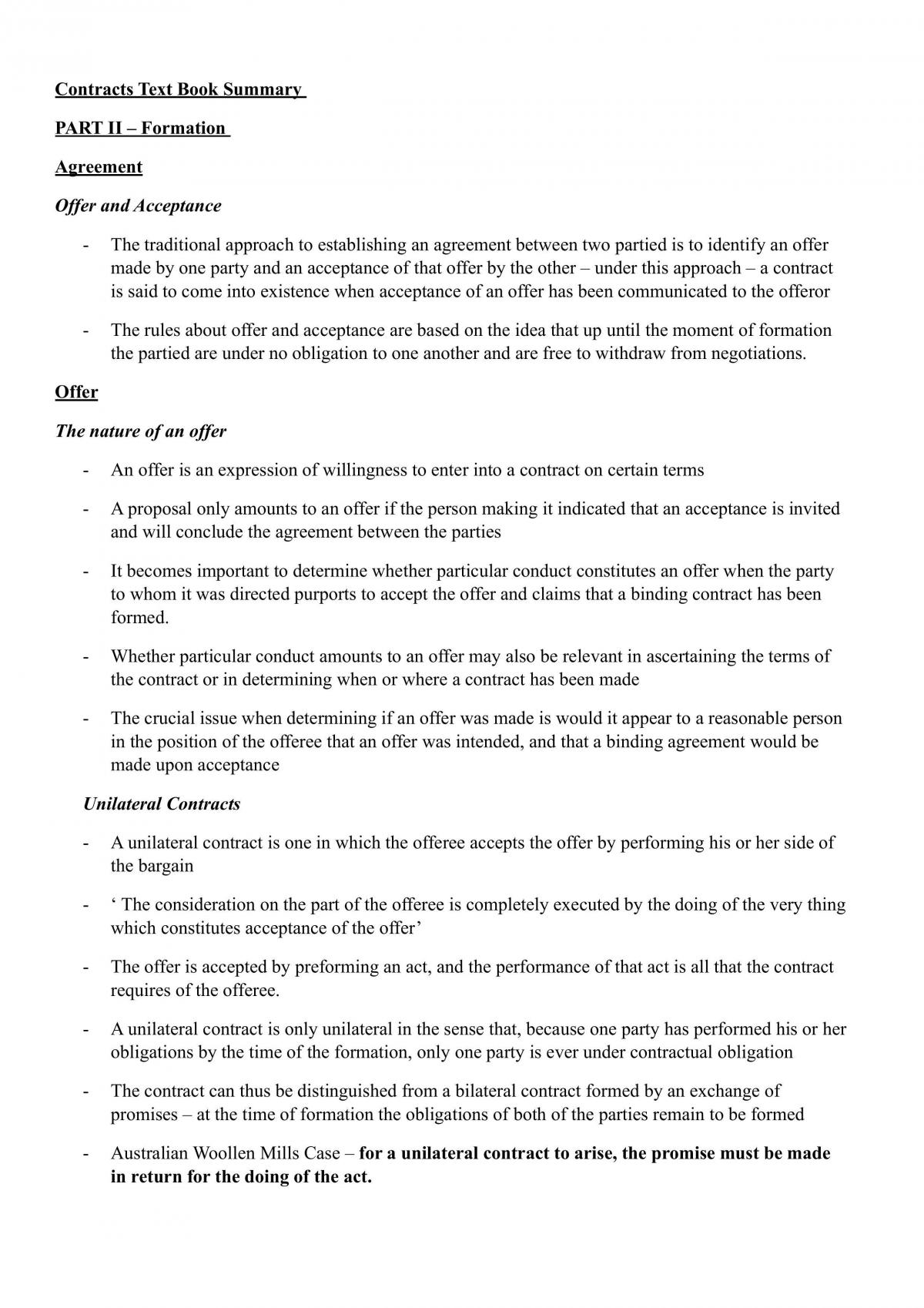 Law of Contracts A Notes - Page 1
