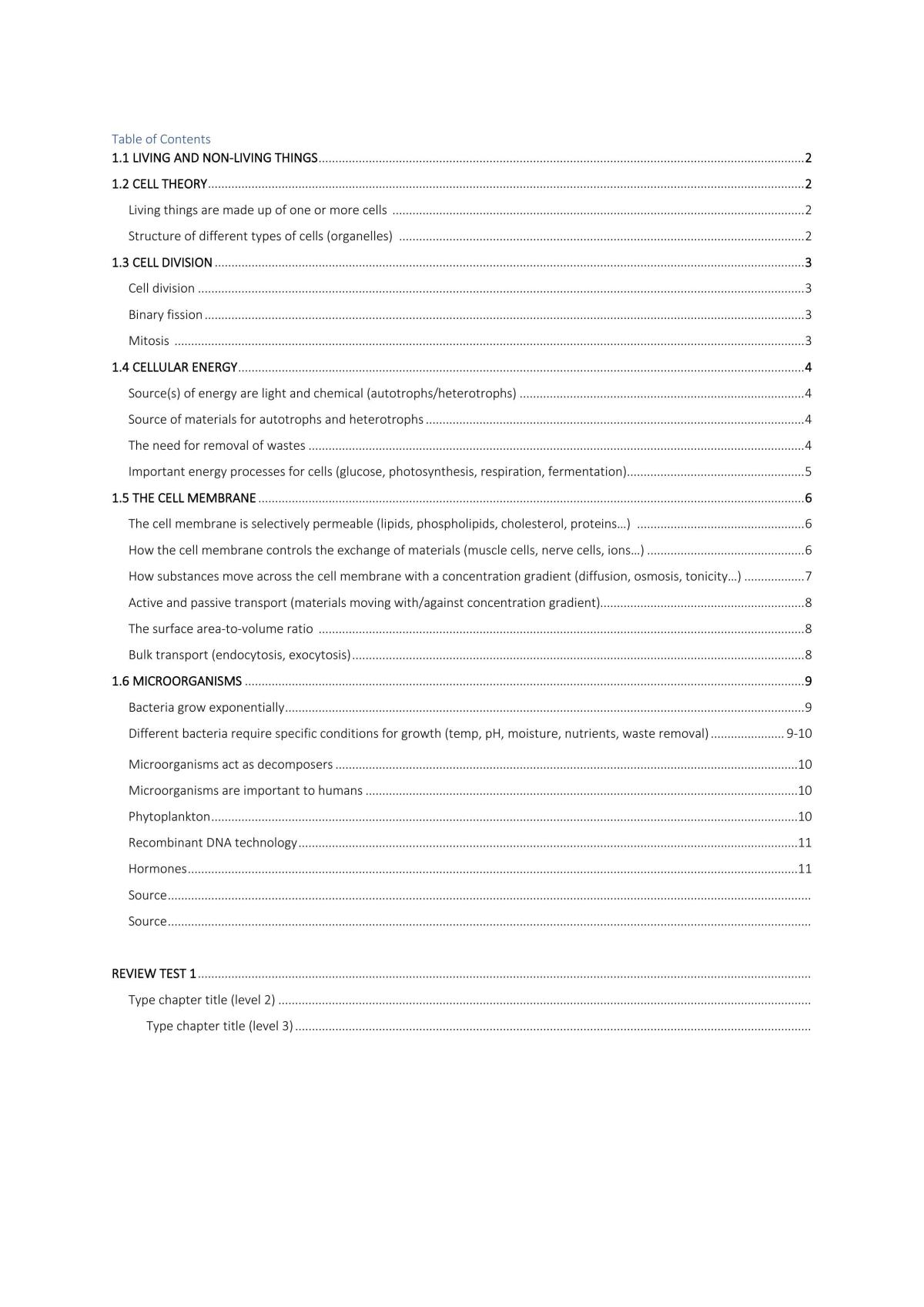 Cells and Microorganisms - Page 1