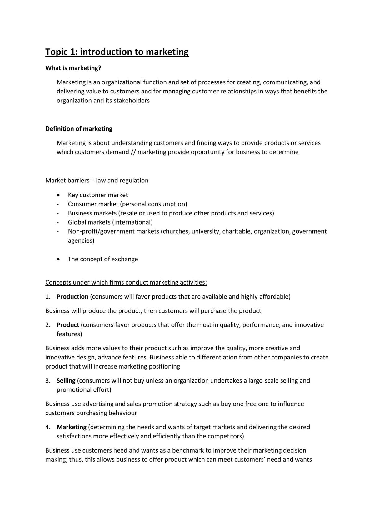 Notes for Principles of Marketing - Page 1