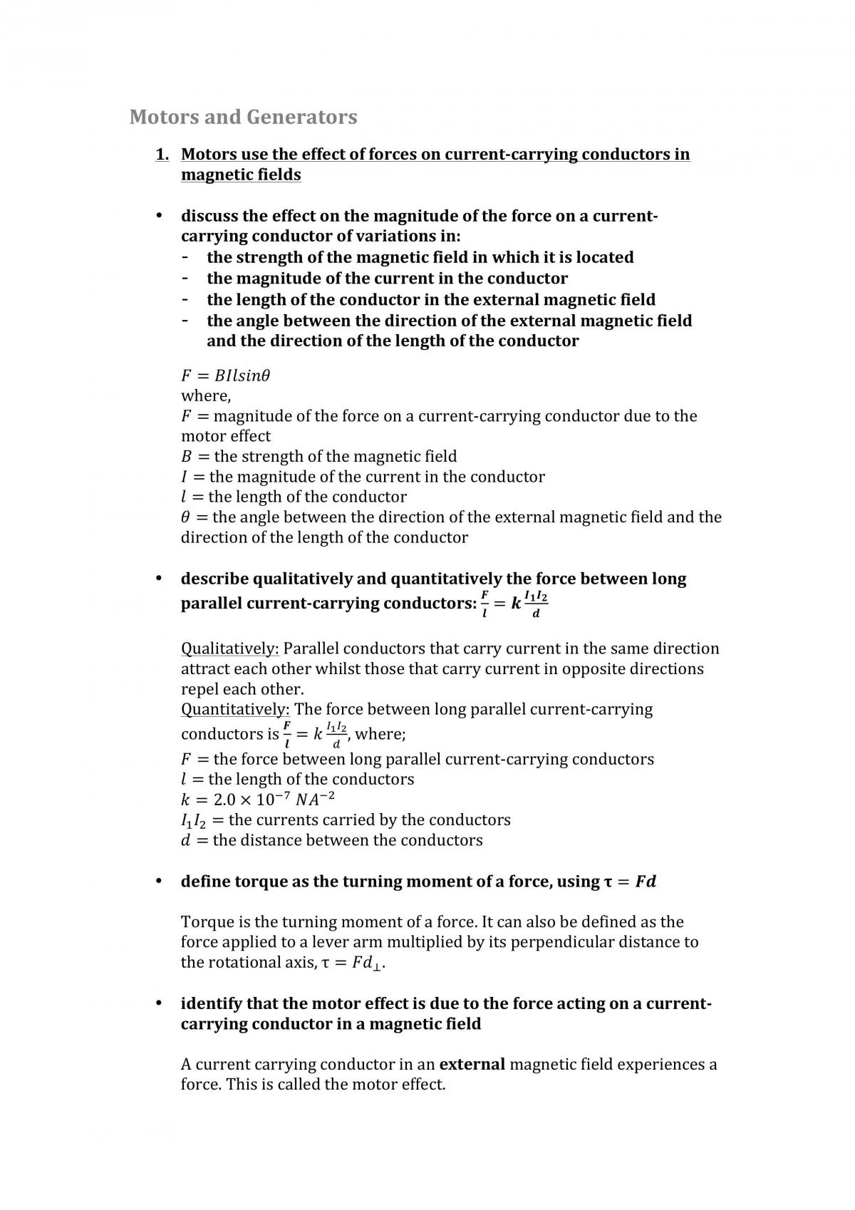 Motor & Generators Complete Notes - Page 1