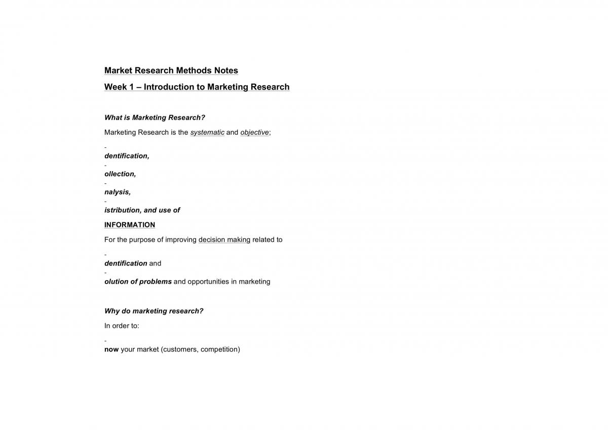 Marketing Research Method (MRM) MKF2121 Exam Notes - Page 1