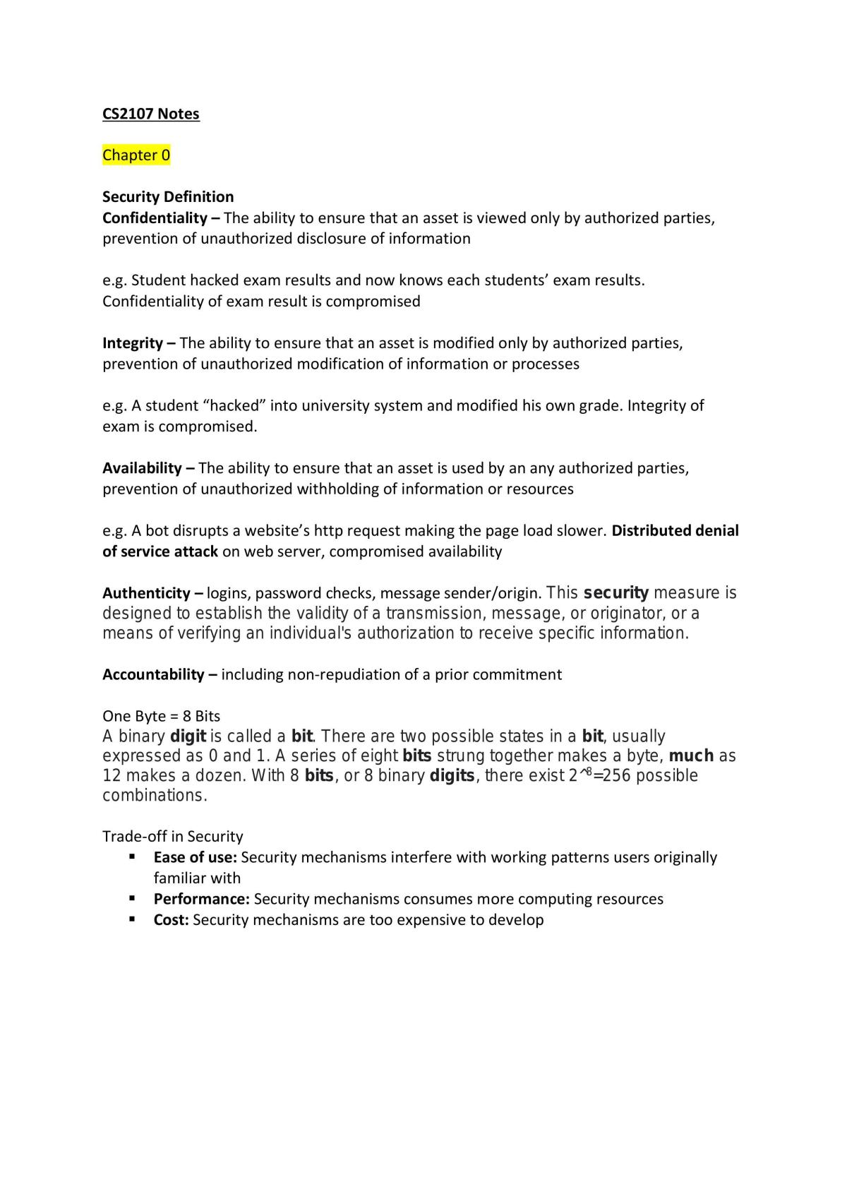 Summary Notes for the entire syllabus of Introduction to Information Security - Page 1