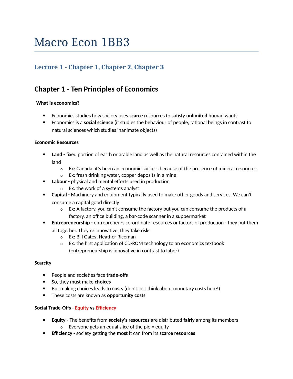 Complete Study Notes - ECON 1BB3 - Page 1