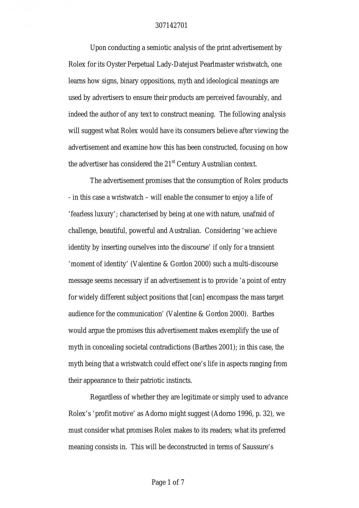 Semiotic Analysis Of An Advertisement - Page 1